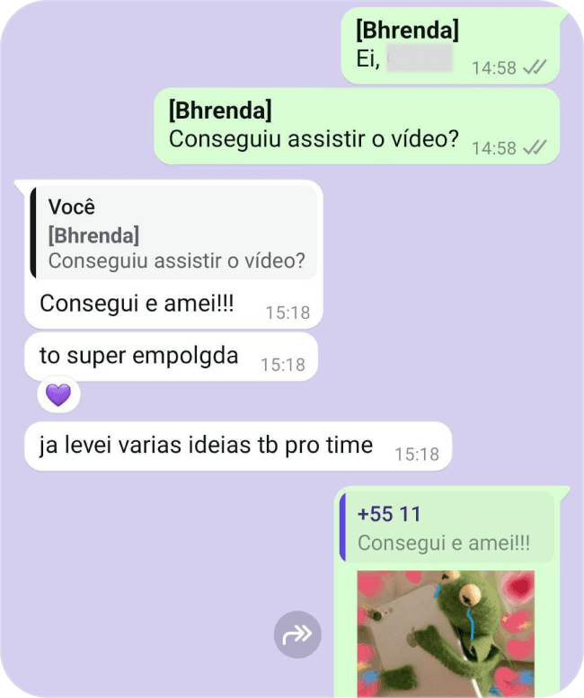 Depoimento de cliente via WhatsApp