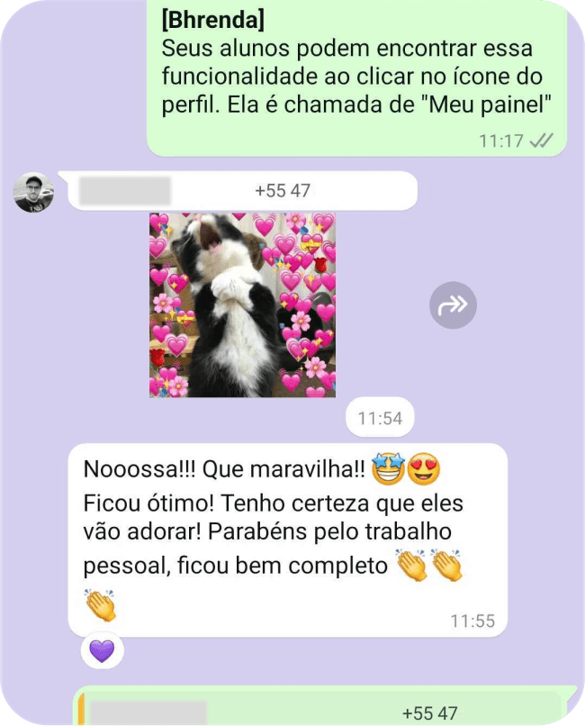 Depoimento de cliente via WhatsApp