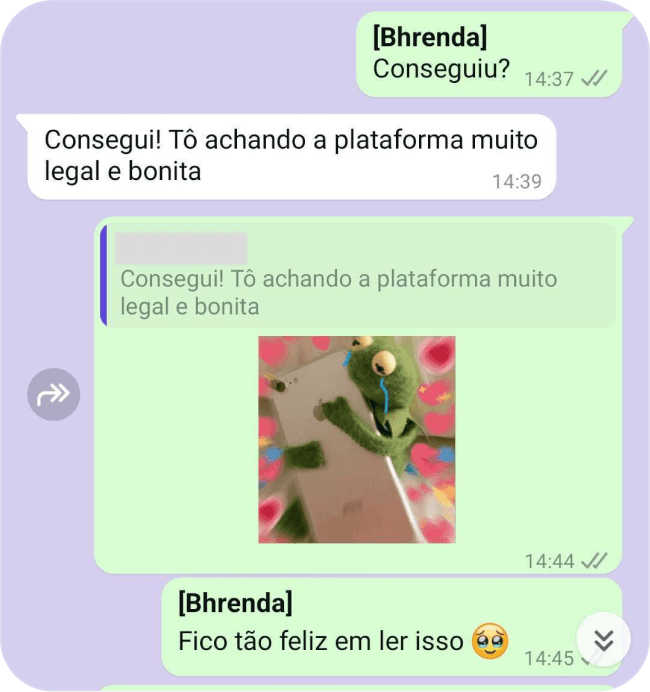 Depoimento de cliente via WhatsApp