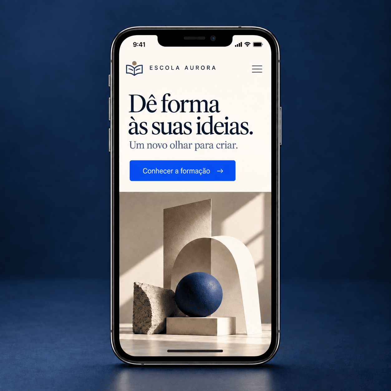 Construtor de páginas da Ensinio editando a página de vendas da Escola Aurora
